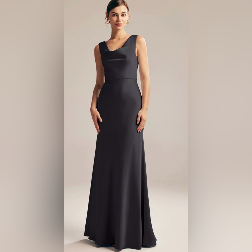 NWOT AW Bridal satin black gown.